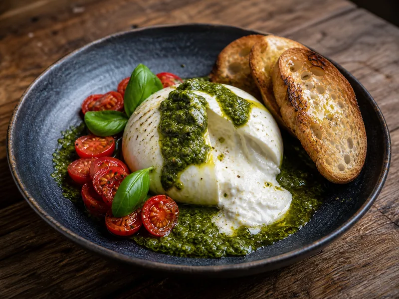 Danie Burrata z pesto