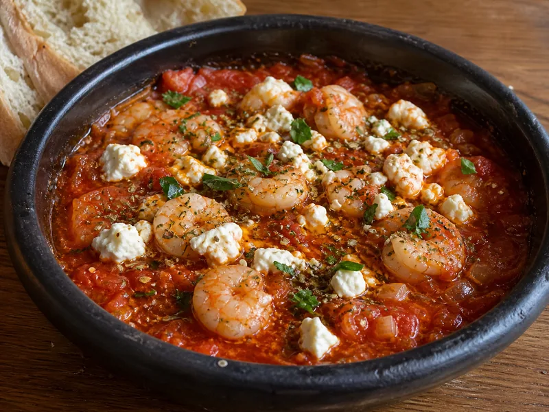Danie Krewetki saganaki
